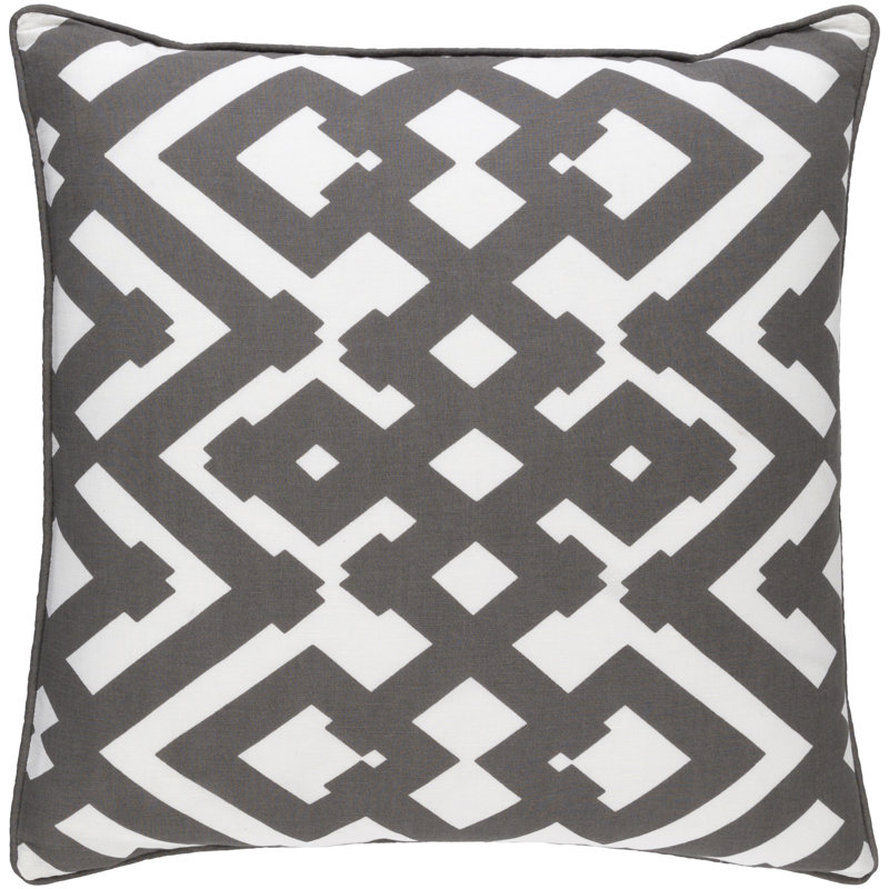 Belford Geometric Linen Throw Pillow, 18" H x 18" W x 4" D, Sunflower/Ivory