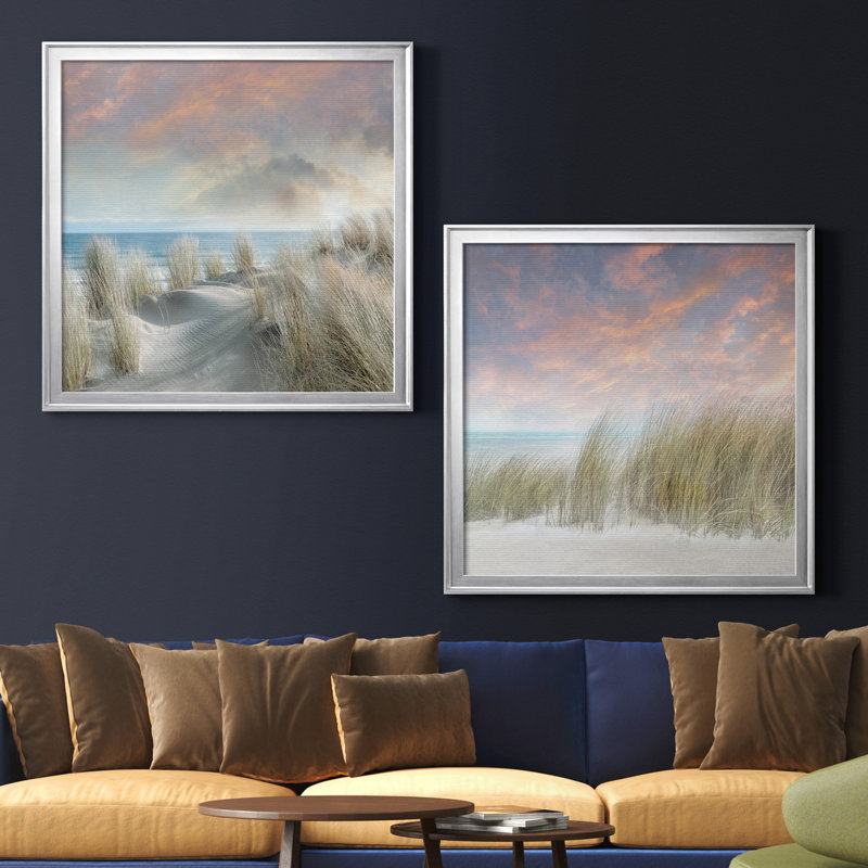 " Windswept I " 2 - Pieces, No Mat, 22" H x 22" W x 1" D, Silver Framed Canvas