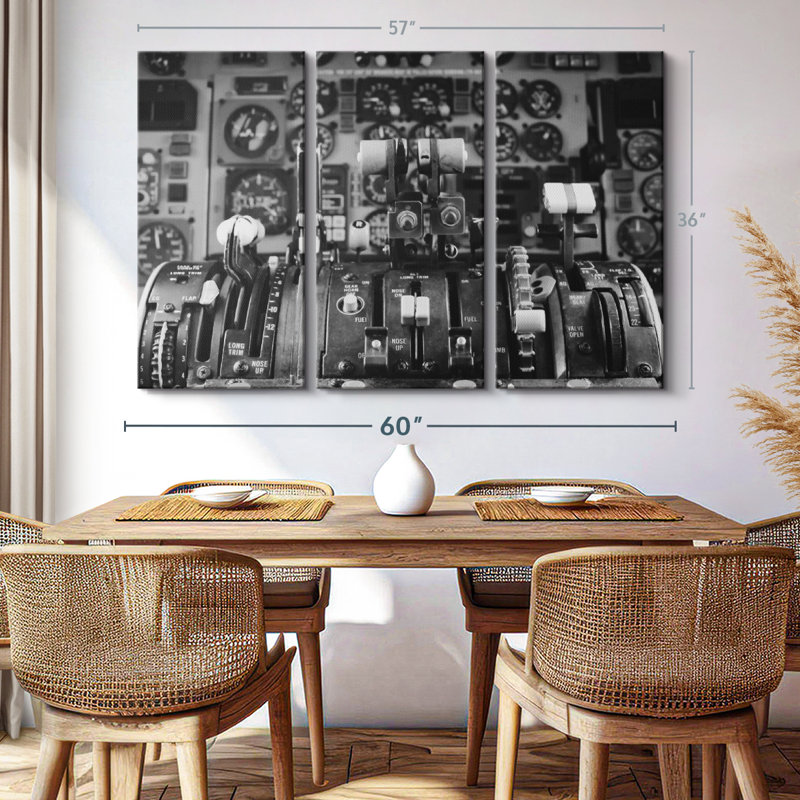 «Retro Cockpit Air plane» sur toile, H 36 po x l 57 po
