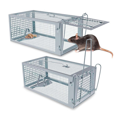 2 Pack Humane Rat Trap Mouse Traps Cage for Indoor or Outdoor, Small Rodent Chipmunk Squirrel Trap Live Animal Cage Catch and Release