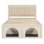 Grand lit plateforme pour animaux de compagnie avec coin repas sous le lit, cadre robuste, beige-732028691-732028689