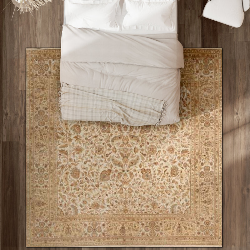 Tapis ivoire et ivoire noué à la main de haute qualité