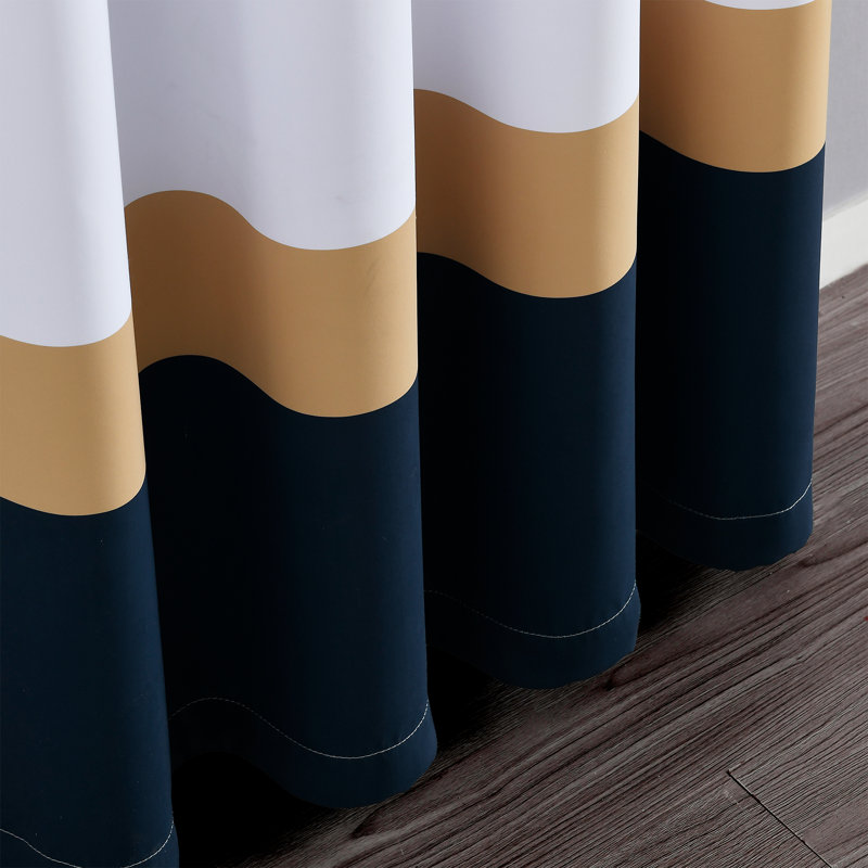 Ensemble de rideaux de fenêtre filtrant la lumière Dervis - bleu marine / or 52 x 84, Marine