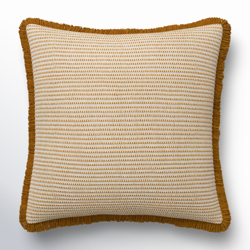 Kava Fringed Cotton Throw Pillow, Rust, 20" x 20", Polyester/Polyfill