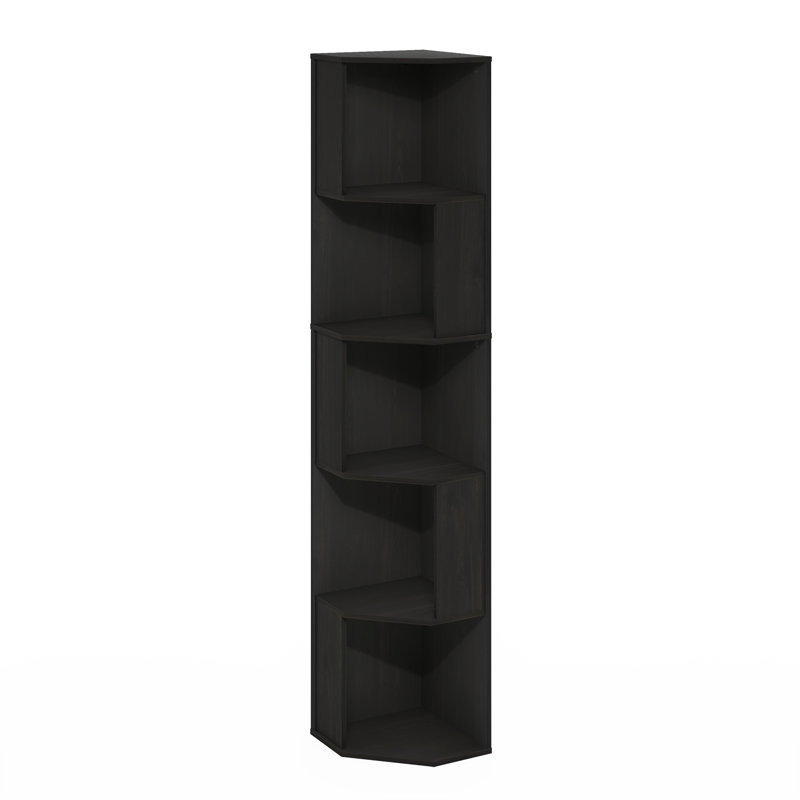 Sharee 5-Tier Freestanding Corner Shelf Bookcase, Bookshelf,, Espresso
