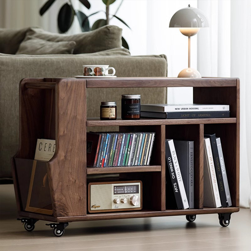 22.44" Vintage Dark Brown Walnut Mobile End Table