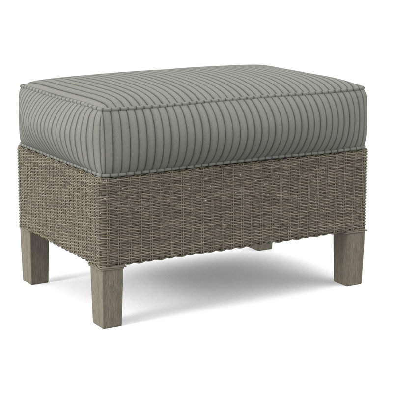 Gibraltar Ottoman, Stone Hearth, Light Blue Performance Fabric; 0851-55