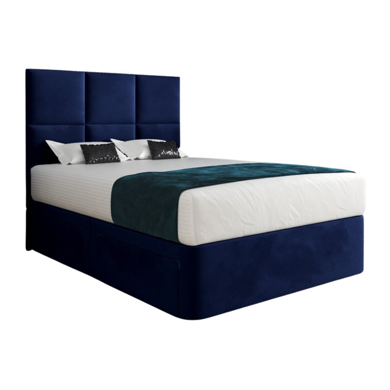 Anatoly Upholstered Bed, Blue, Small Single (2'6)