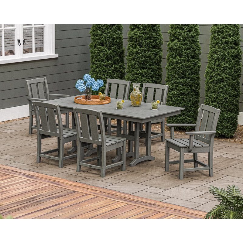 Mission 7-Piece Farmhouse Dining Set, Slate Gray