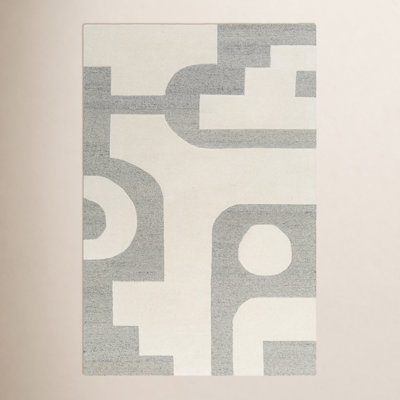Wingrove Hand-Tufted Abstract Gray Rug
