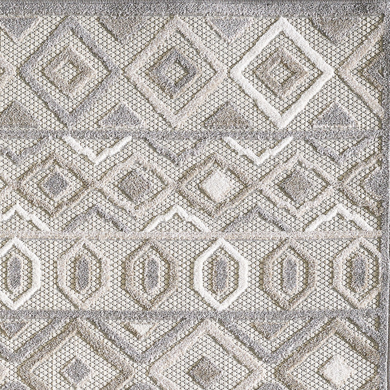 Samah Geometric Indoor / Outdoor Area Rug, Round 7'10", Gray