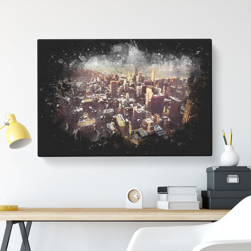 Flying Over The Chicago Skyline - Wrapped Canvas, 40cm H x 60cm W x 3cm D