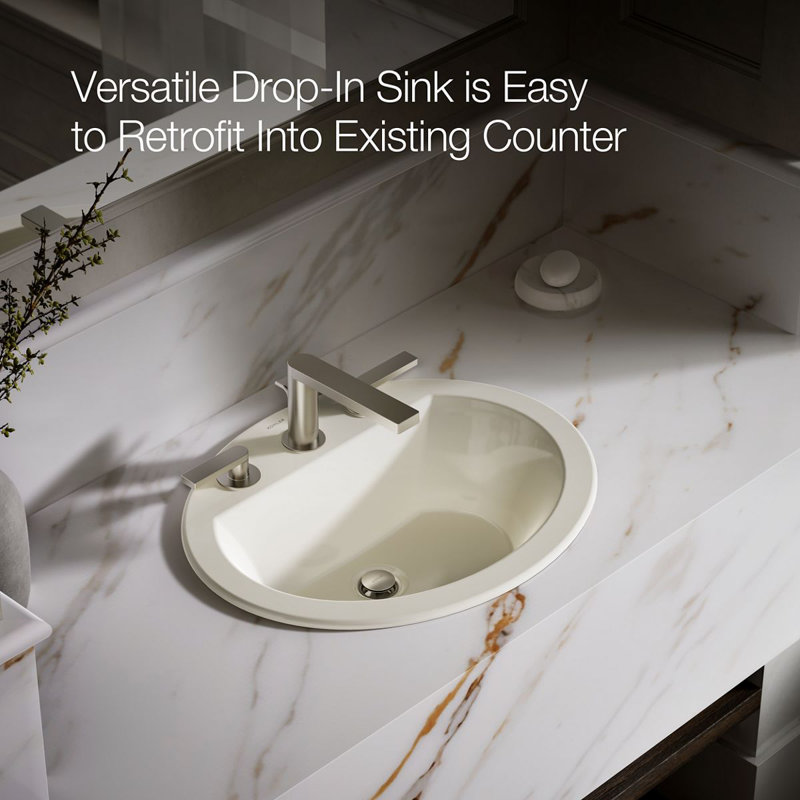 Bryant Vitreous China Oval Drop-In Bathroom Sink with Overflow, Biscuit