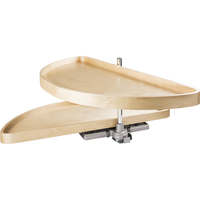 Half-Moon Lazy Susan Set with Wood Trays, 17.3125" H x 37.6875" W x 19.6875" D