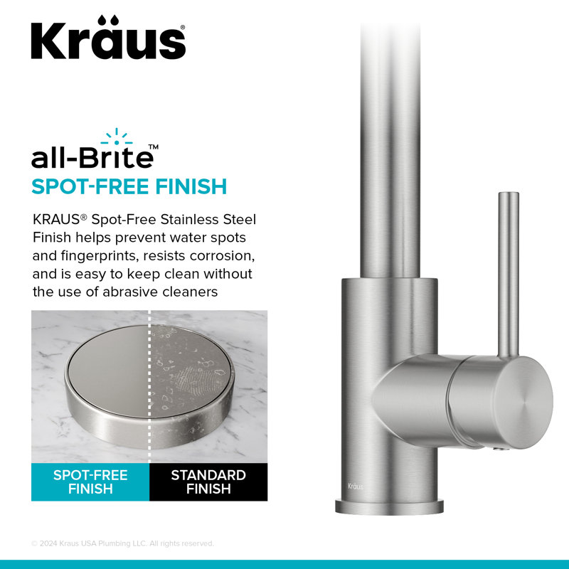 KRAUS Bolden 2-Function Single Handle Pull Down Kitchen Faucet, Stainless Steel