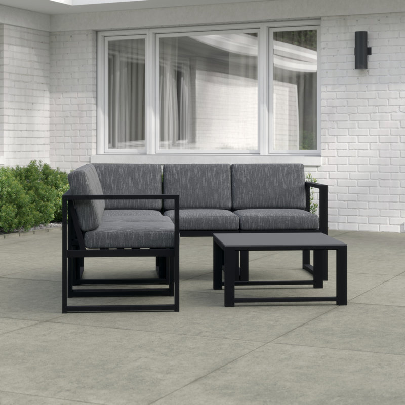 Ensemble de conversation modulaire 6 pièces avec coussins Tejas