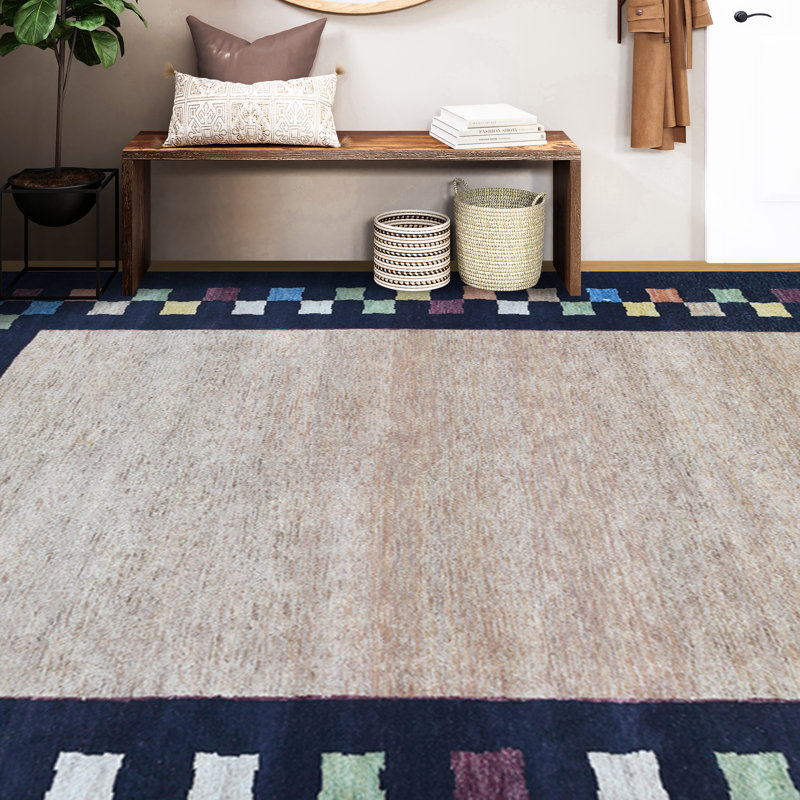 Hand Woven Wool Area Rug, Rectangle 9' x 12'