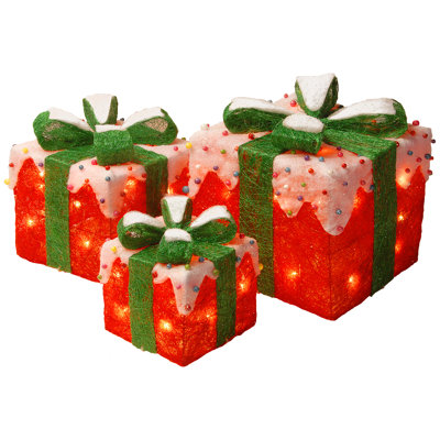 Assortiment de boîtes-cadeaux en sisal rouge pré-éclairé