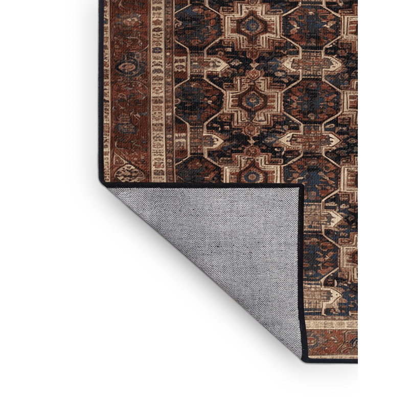 Machine Washable Persian Brown Area Rug, Rectangle 5' x 7'