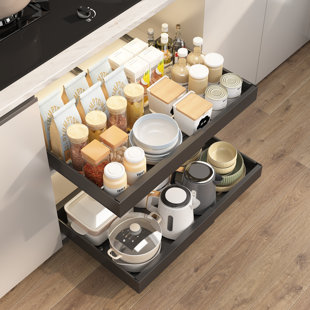 Kitchen Pull Out Cabinet Organizer,Expandable Sliding Out Drawer,2 Pack