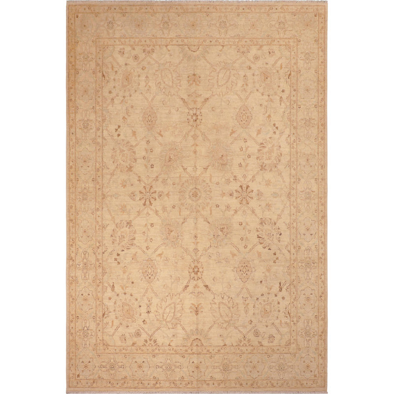 Tapis brun clair oriental en laine noué à la main 8 pi 2 po x 9 pi 7 po Oriental