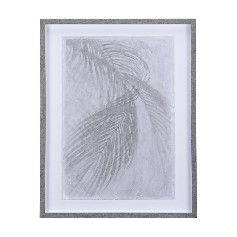 «Shadows on Wood a Hand», reproduction d'art encadrée texturée matte sous verre, Gris, Ombres I, Gris