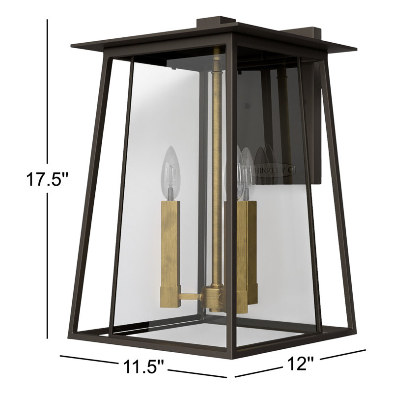 Walker 2-Light Outdoor Wall Lantern, Incandescent, Buckeye Bronze/Yellow