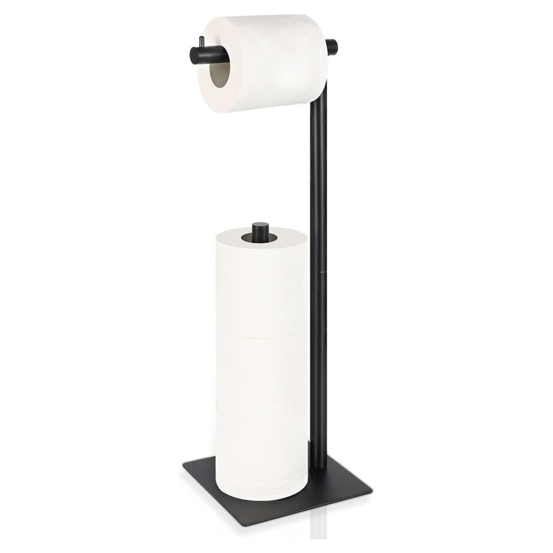 Porte-papier hygiénique sur pied avec rangement, organisateur de papier hygiénique en métal robuste, base antirouille et antidérapante
