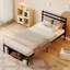 Classic Metal Platform Bed Frame Mattress Foundation  Large Under Bed Storage Easy Assembly Twin Size Black