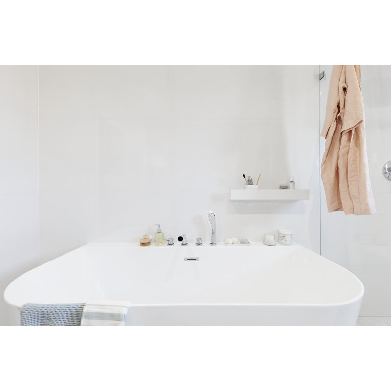 DOCIA Drill / Screw Shower Shelf, White, 8cm H x 60cm W x 6 cm D