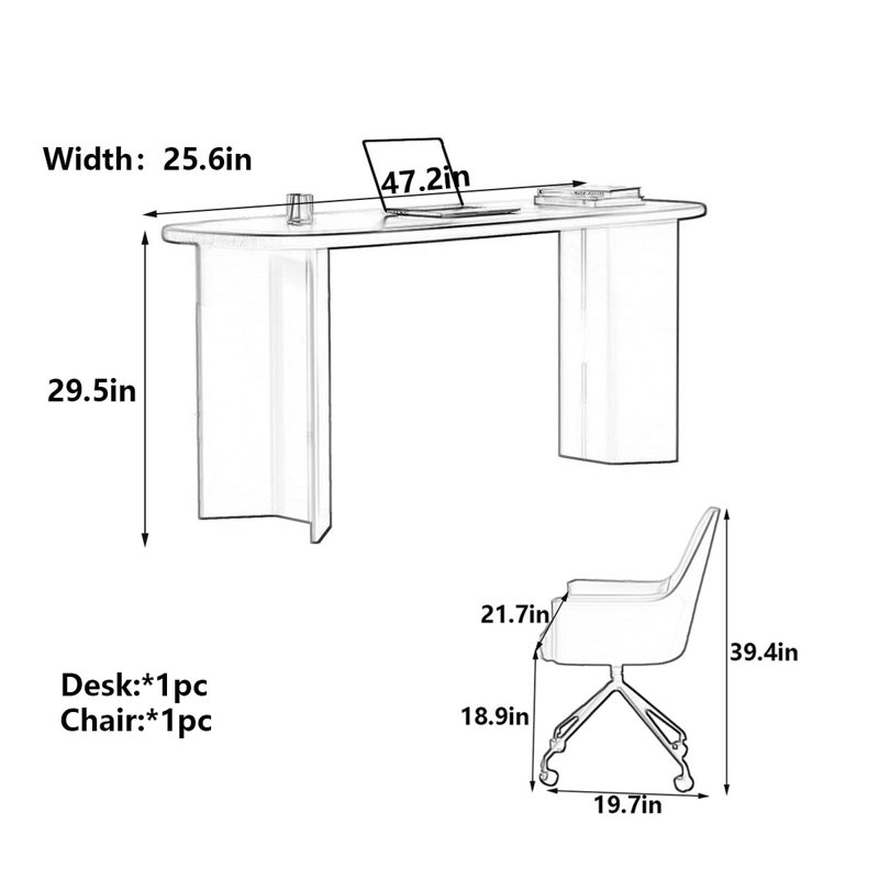 Bureau Mid-Century moderne en noyer, H 29,5 po x l 47,2 po x P 25,6 po