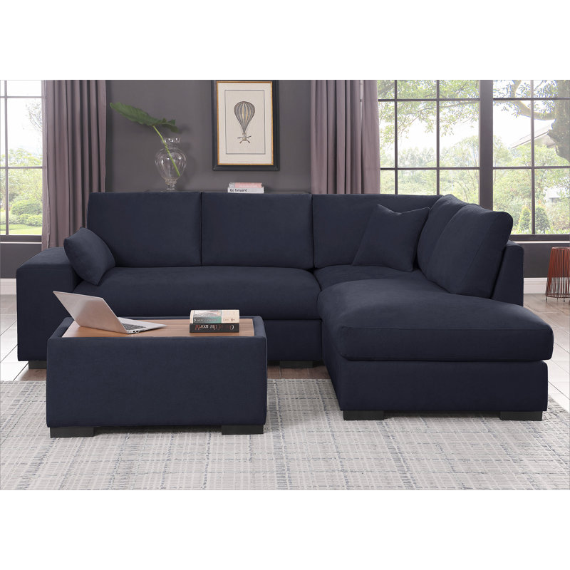 Canapé modulaire en tissu tissé gris foncé Joshua