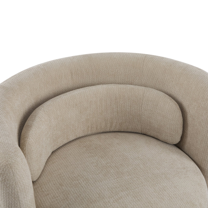 Elora Modern Swivel Accent Armchair With Lumbar Pillow And Metal Base, Khaki