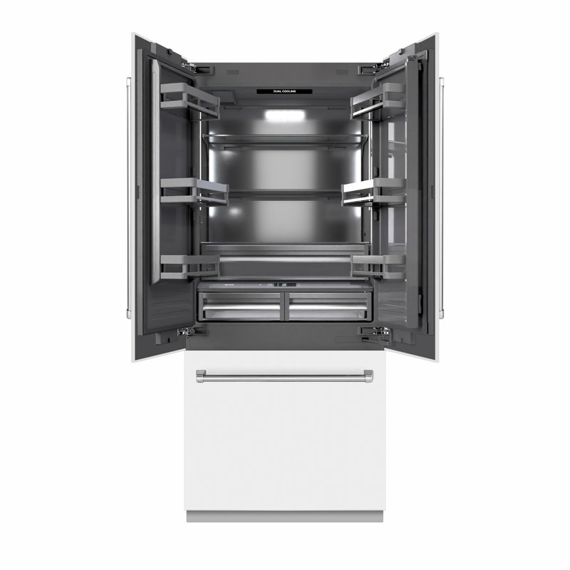 ZLINE 36 in. Built-In Refrigerator in White Matte with Graphite Gray Interior, White Matte