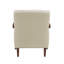Chaise d'appoint de style moderne en cuir beige avec revêtement capitonné et détails en noyer-953391810
