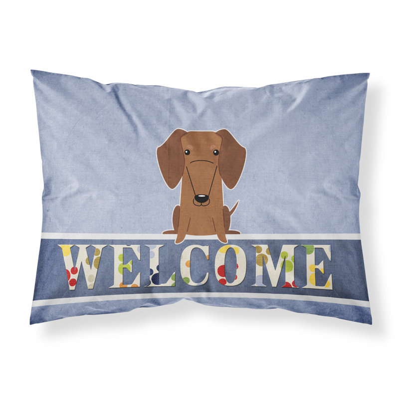 Taie d’oreiller welcome, Teckel brun fauve