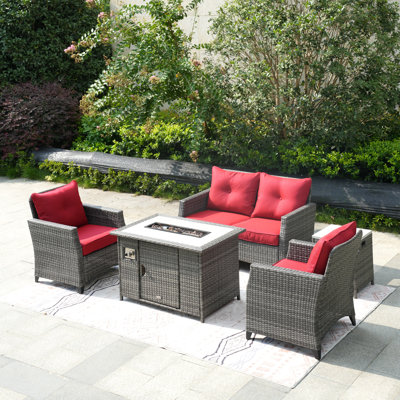 Ensemble de patio complet 5 pièces avec coussins