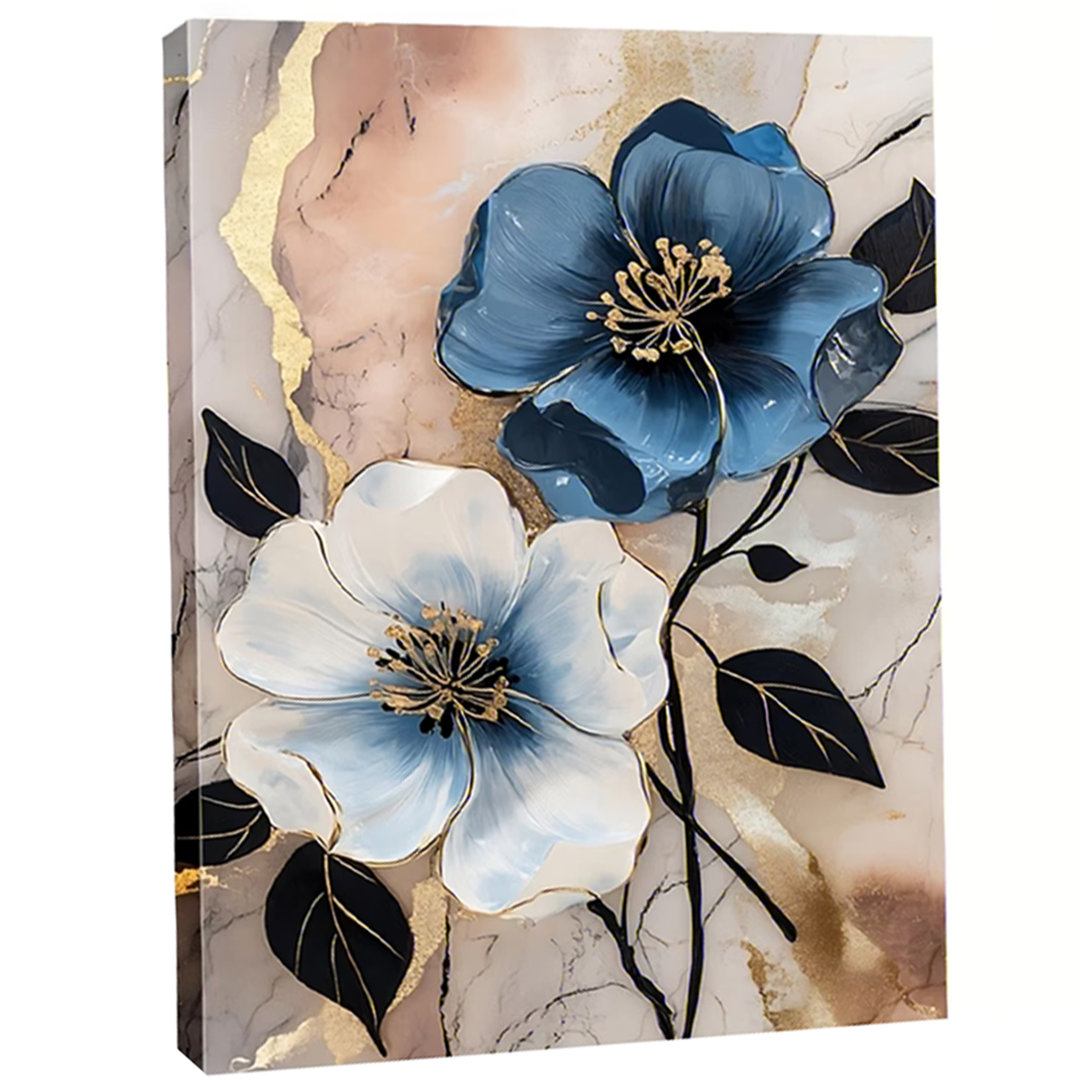 40*30,2D Flat Canvas 1pc Golden Trimmed Bloom Canvas Wall Art, Framed and Ready to Hang, Suitable for Room Decor, Office Decor, Home Decor, Wall Art D