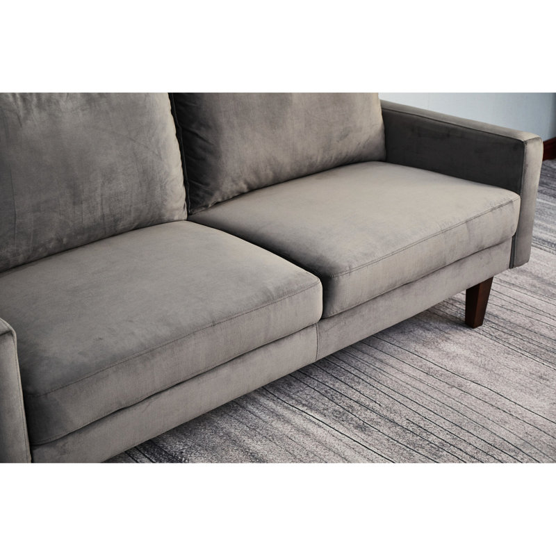 Microfibre grise pour trois sièges avec mousse durable et structure solide avec abat-jour en bois robuste à 3 couches