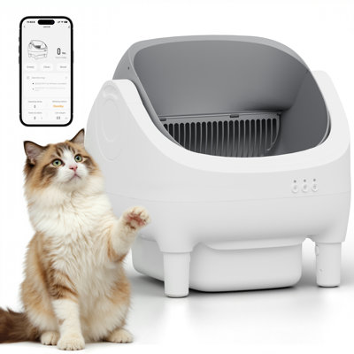 Automatic Self-Cleaning Cat Litter Box – Large Open-Top Design, Ideal For Multi-Cat Homes, Integrated Safety Features, With Trash Bags Included
