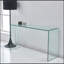 Console en verre, console en verre trempé transparent avec bureaux à bords arrondis, table de canapé