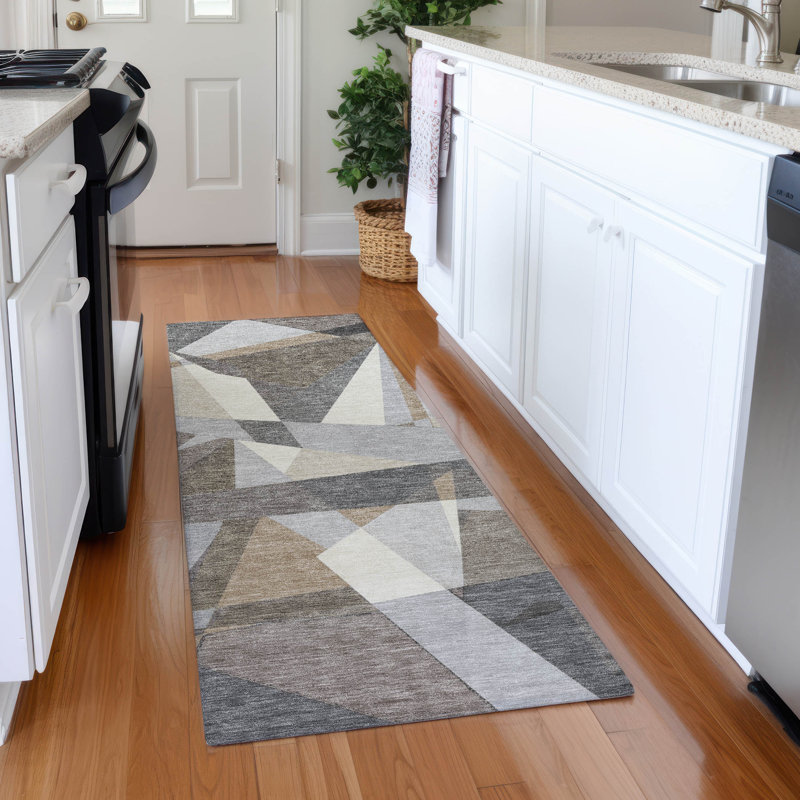 Contoure Brown Washable Indoor-Outdoor Rug - LOOMLAN, 2'3" x 7'6"