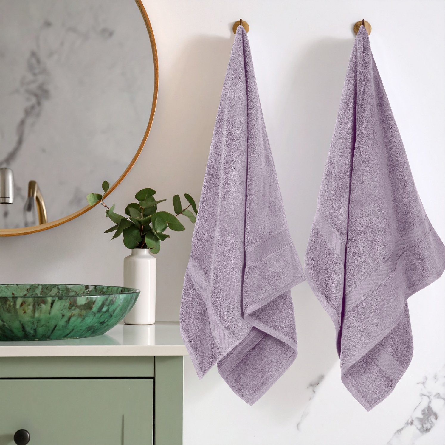 2-Piece Egyptian Cotton Bath Towel Set, Purple
