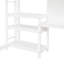Lit mezzanine double avec finition blanche et tablettes, bureau, bureau. Cadre en bois de pin. Maximisez l'espace dans les espaces de vie. Polyvalent pour de multiples utilisations. Aucun sommier tapissier requis. L 79,5 po x l 57 po x H 65 po. 350 lb-118035487-118035486