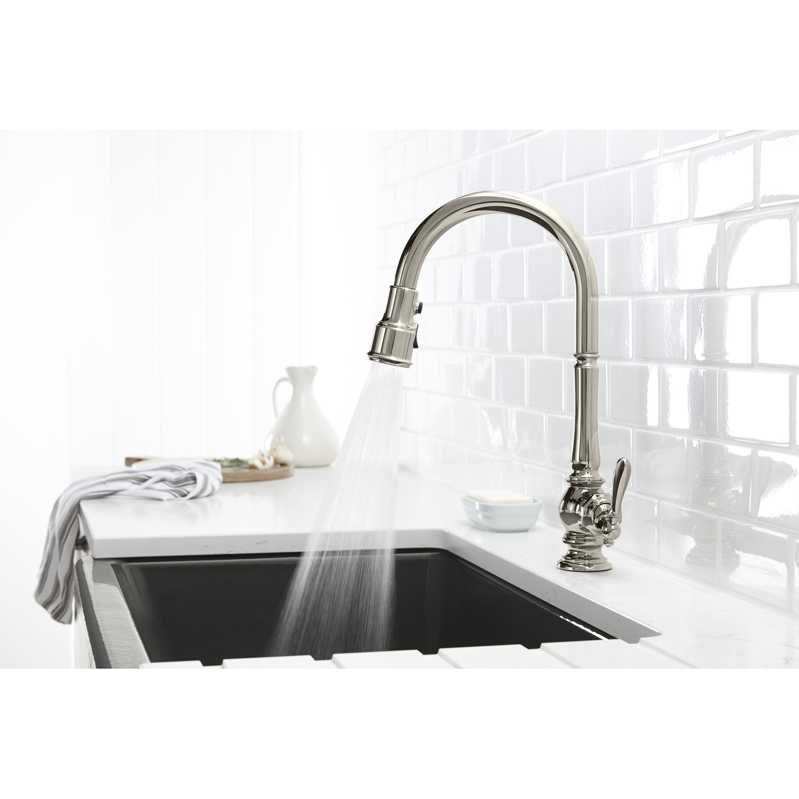 Artifacts Pull-Down Kitchen Faucet, Vibrant Polished Nickel