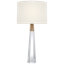 Olsen Cordless Table Lamp in Crystal and Hand-Rubbed Antique Brass with Linen Shade