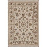 Hand-Knotted High-Quality Ivory and Brown Area Rug