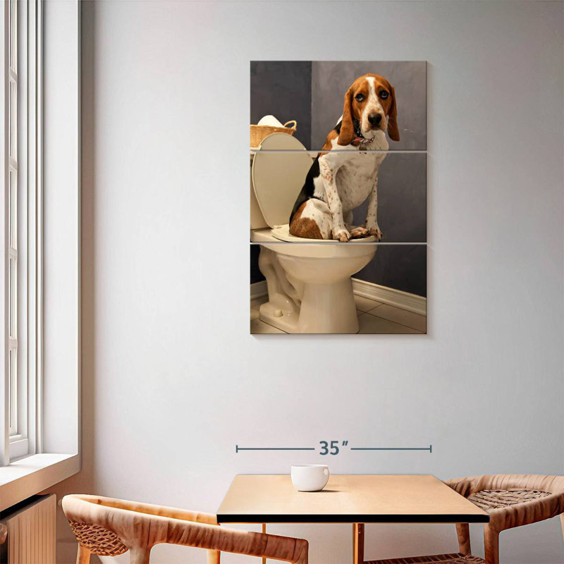 Ketti Hound Toilet Time, 57" H x 36" W