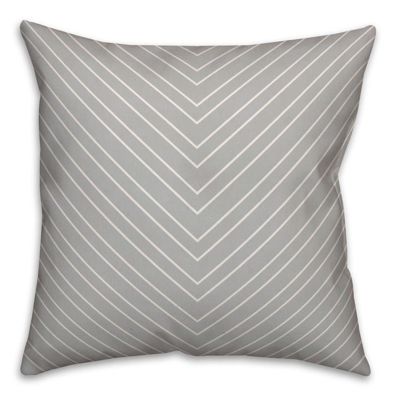 Gray Chevron 18" Square Polyester Throw Pillow