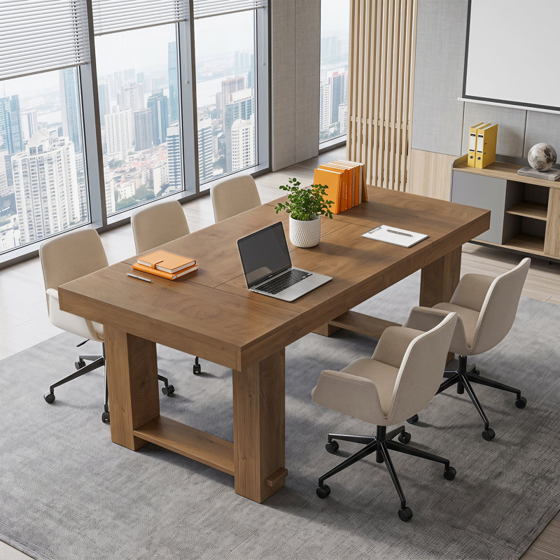 Bureau d'ordinateur de 63 po avec pieds robustes Farmhouse, Brown